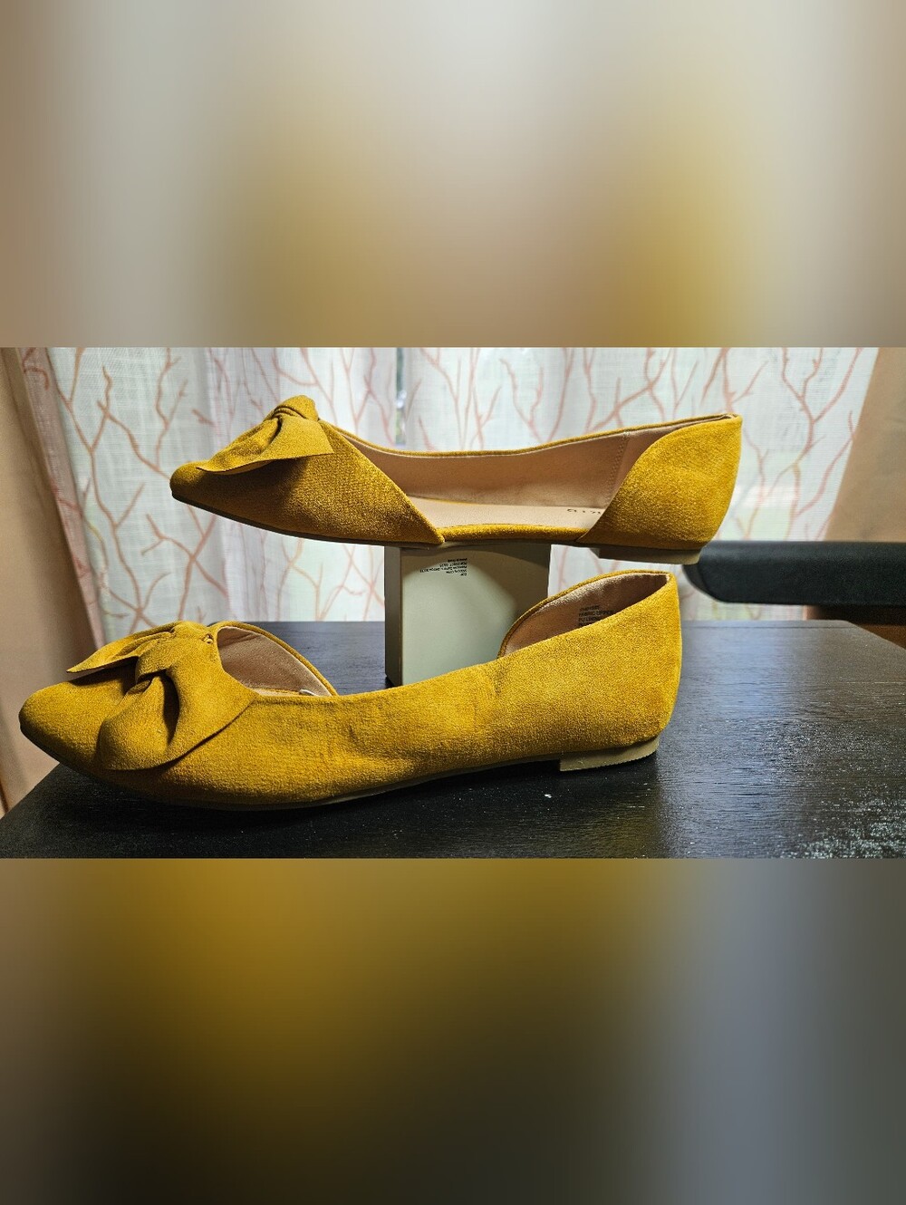 Torrid 8W Mustard Yellow Suede Bow Pointed Toe Flats